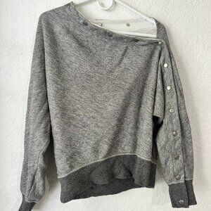 Rag & Bone Kate One-Shoulder Snap-up Heather Grey Pullover Top